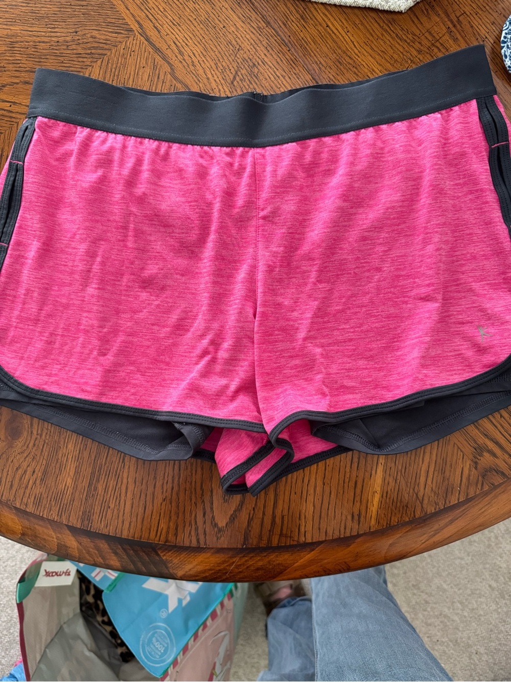Danskin Now Hot Pink Athletic Shorts with Grey Trim